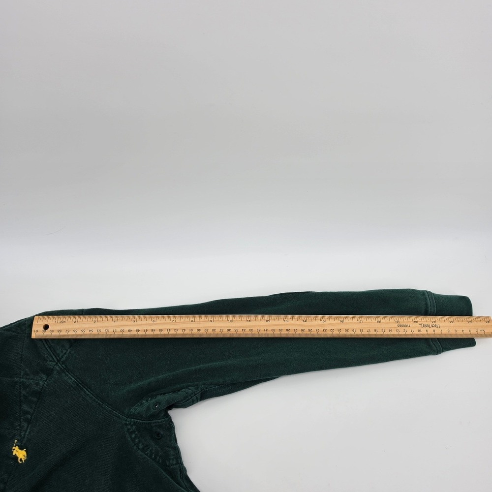 Polo Ralph Lauren Mens Green Quilted Rugby Shirt Custom Fit Small Elbow Patches - Picture 8 of 9